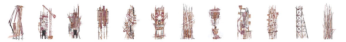 Twelve conceptual characters, each representing one moment